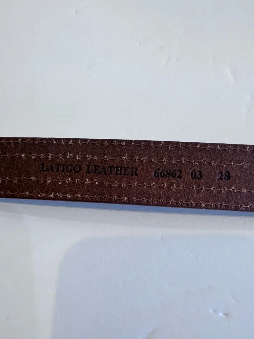 Beaded Brown Latigo Leather Belt Sz 28